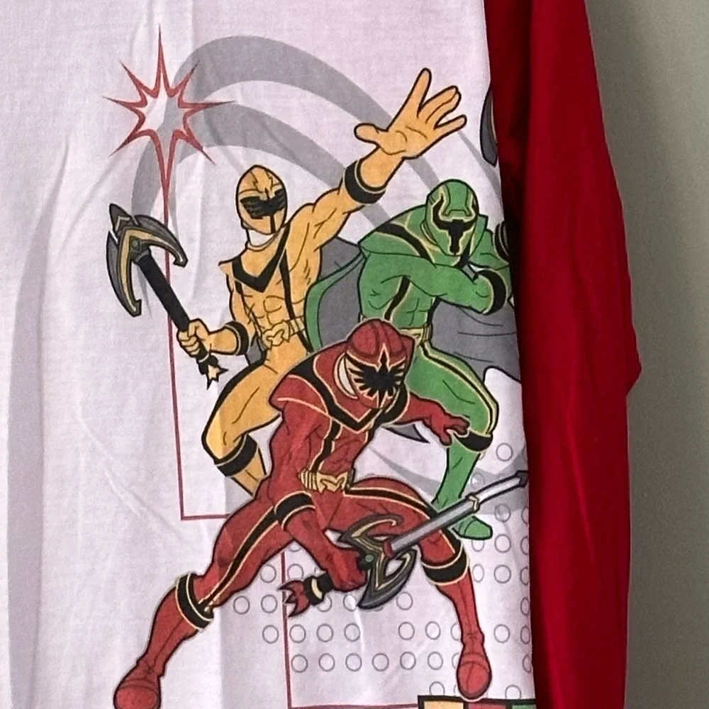 Disney Power Rangers Pajamas Raglan Top Printed Cargo Bottom Elastic Waistband
